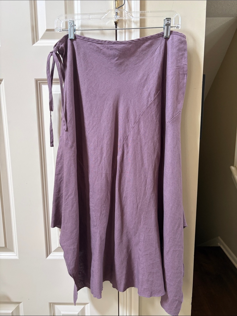 Sundance Dusty Lavender High-Low Tie/zip side Waist linen Skirt, 10 - Picture 3 of 4